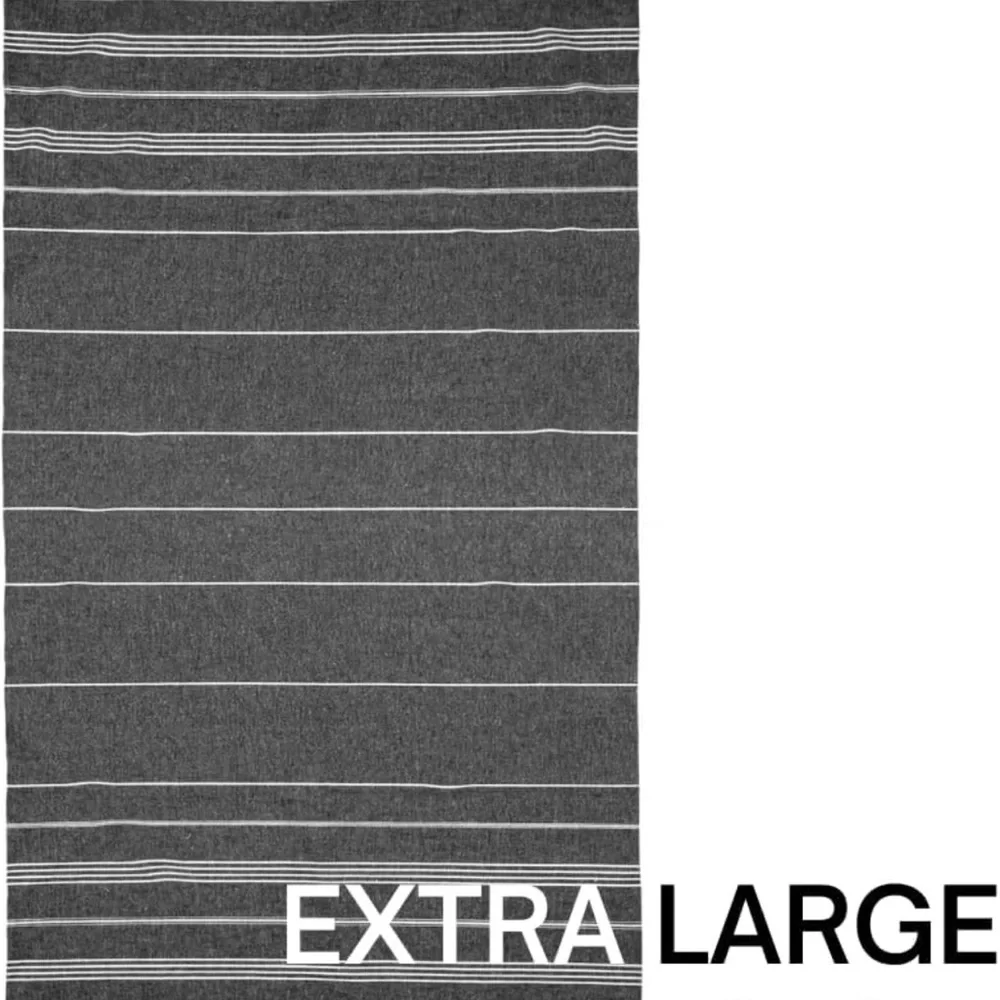 Bay Laurel brand Gray/White Striped Turkish sand free Towel & Carry Bag NWOT